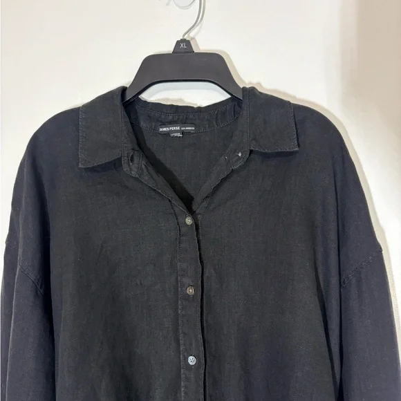 James Perse Linen Oversized Capsule Wardrobe Lightweight Shirt In Black Size 1/S - Picture 3 of 13